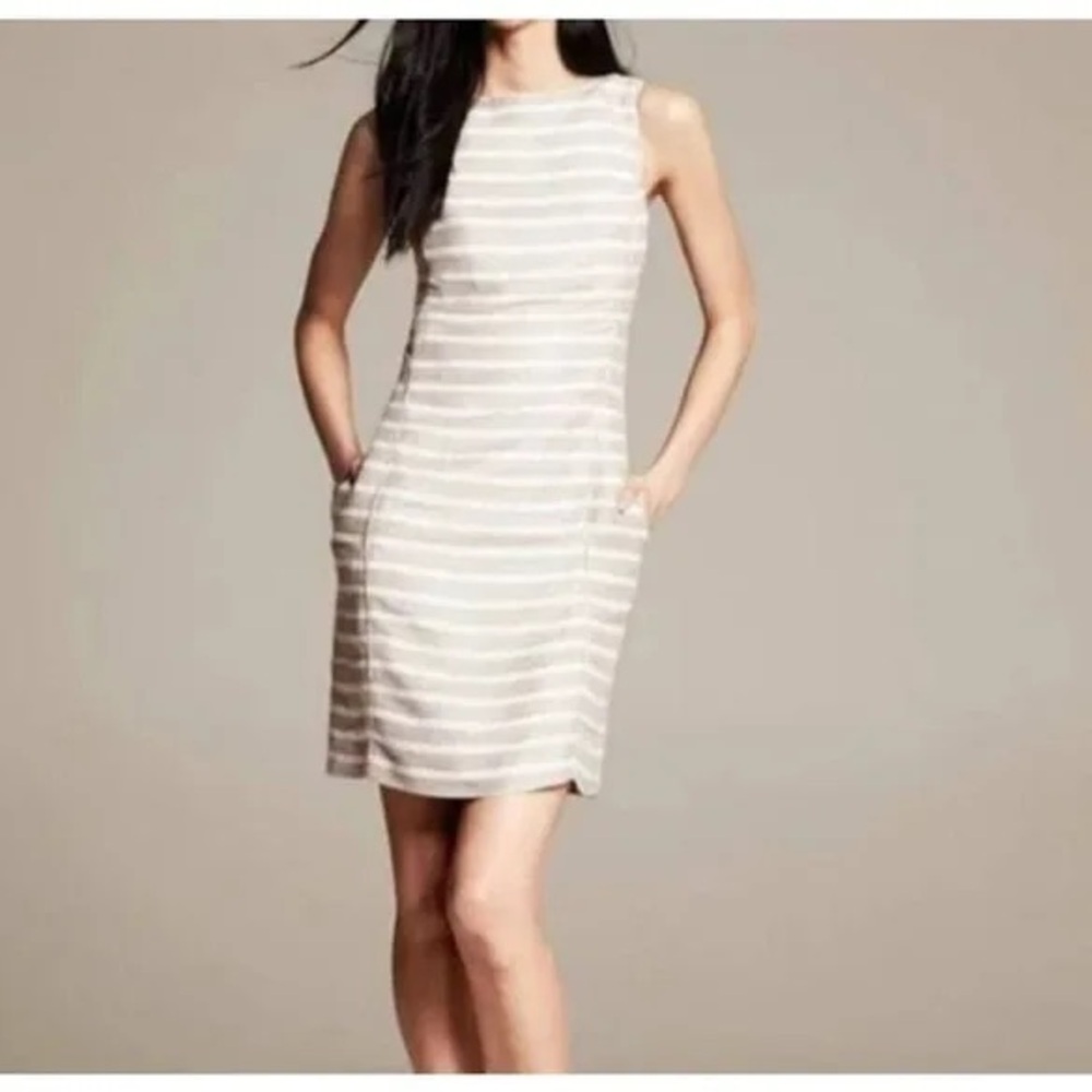 Banana Republic Striped Flax Shift Dress